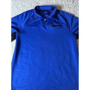 Men's FILA 1/4 Zip Blue & Black Long Sleeve Polyester Blend Pullover Size Medium